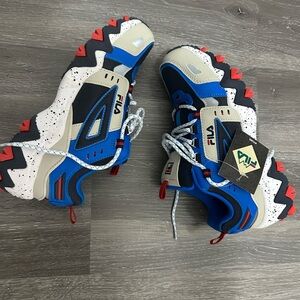 Fila Kids' Beige, Blue, and Red Sneakers